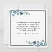 Dusty Blue Eucalyptus Greenery Wedding Bedankkaart (Achterkant)