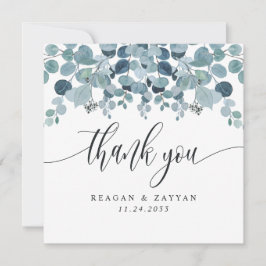 Dusty Blue Eucalyptus Greenery Wedding Bedankkaart