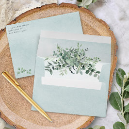 Dusty Blue Eucalyptus Greenery Wedding Envelop