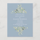 Dusty Blue Eucalyptus Greenery Wedding Foto Uitnodiging Briefkaart (Voorkant)
