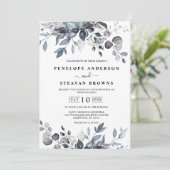 Dusty Blue Eucalyptus Greenery Wedding Kaart (Staand voorkant)