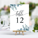 Dusty Blue Eucalyptus Greenery Wedding Kaart<br><div class="desc">Dusty Blue Eucalyptus Greenery Wedding Table Number</div>