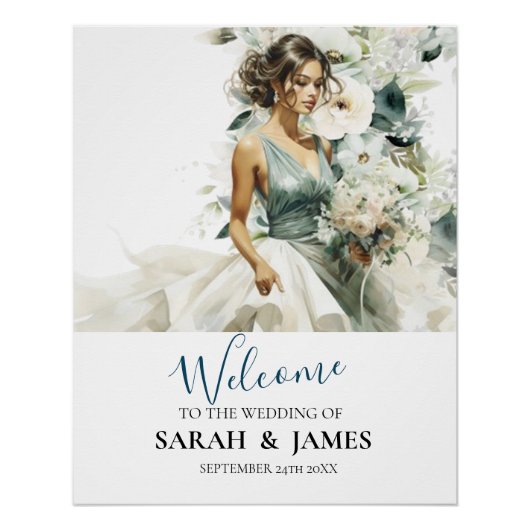 Dusty Blue Eucalyptus Greenery Wedding Perfect Poster (Voorkant)