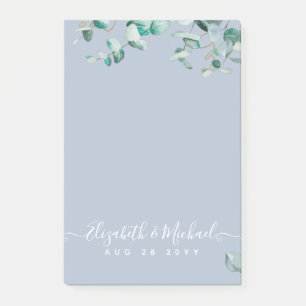Dusty Blue Eucalyptus Greenery Wedding Post-it® Notes