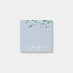 Dusty Blue Eucalyptus Greenery Wedding Post-it® Notes