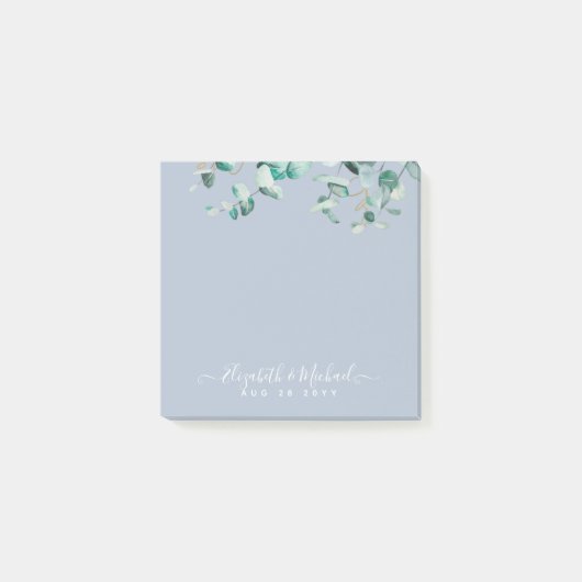 Dusty Blue Eucalyptus Greenery Wedding Post-it® Notes (Voorkant)