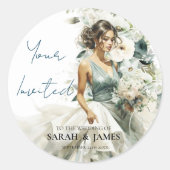 Dusty Blue Eucalyptus Greenery Wedding Ronde Sticker (Voorkant)