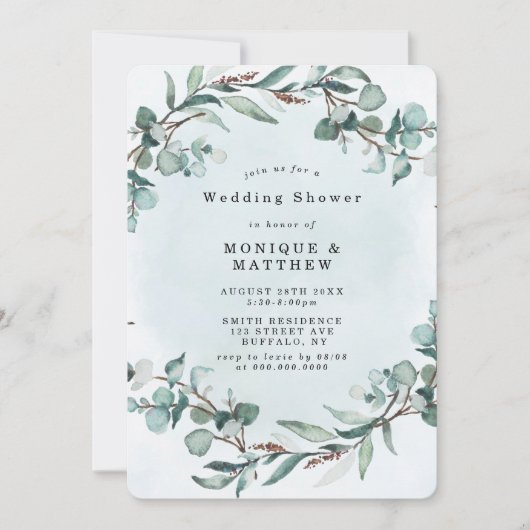 Dusty Blue Eucalyptus Greenery Wedding Shower (Voorkant)