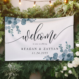 Dusty Blue Eucalyptus Greenery Wedding Welcome Spandoek