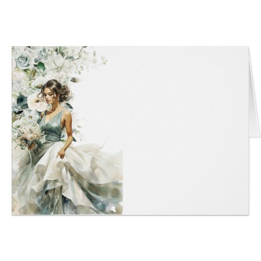 Dusty Blue Eucalyptus Groen Trouwtafel Kaart (Voorkant Horizontaal)