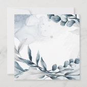 Dusty Blue Eucalyptus laat elegante bruiloft achte Save The Date (Achterkant)
