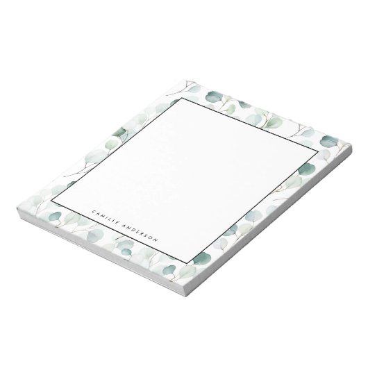 Dusty Blue Eucalyptus Leaves Pattern Personated Notitieblok (Linkerzijde)