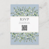 Dusty Blue Eucalyptus QR Code Wedding RSVP  Informatiekaartje (Voorkant)