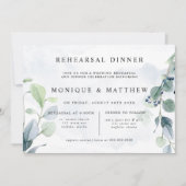 Dusty Blue Eucalyptus Rustic Dinner Kaart (Voorkant)