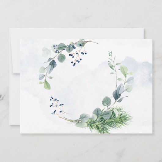 Dusty Blue Eucalyptus Rustic Dinner Kaart (Achterkant)