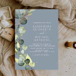 Dusty Blue Eucalyptus Rustic Greenery Wedding Kaart<br><div class="desc">Vier uw speciale dag in natuurlijke elegantie met onze Eucalyptus Rustic Botanical Greenery bruiloft uitnodiging. Doordrenkt met de serene schoonheid van natuur, straalt deze uitnodiging rustieke charme en botanische gratie uit, die de perfecte toon voor uw huwelijksfeest vormt. De uitnodiging is gemaakt met aandacht voor detail en heeft delicate eucalyptusbladeren...</div>