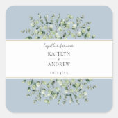 Dusty Blue Eucalyptus samen voor altijd bruiloft Vierkante Sticker (Voorkant)