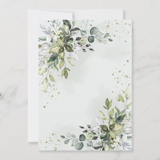 Dusty Blue Eucalyptus Script Virtual Vrijgezellenf Kaart (Achterkant)