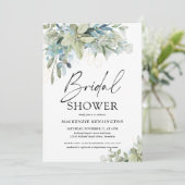 Dusty Blue Eucalyptus Script-Vrijgezellenfeest Kaart (Staand voorkant)