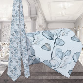 Dusty Blue Eucalyptus Sprigs Light Blue Weddenscha Stropdas