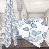 Dusty Blue Eucalyptus Sprigs White Wedding Stropdas