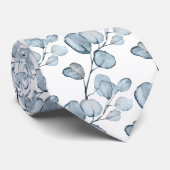 Dusty Blue Eucalyptus Sprigs White Wedding Stropdas (Opgerold)