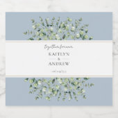 Dusty Blue Eucalyptus Together Forever Wedding  Sparkling Wijnetiket (Enkel label)