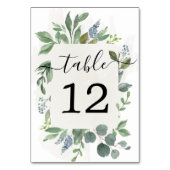 Dusty Blue Eucalyptus Trouwtafel Nummers Kaart (Voorkant)