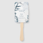 Dusty Blue Eucalyptus verlaat huwelijksprogramma Handwaaier (Voorkant)