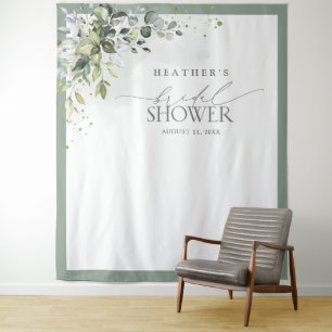 Dusty Blue Eucalyptus Vrijgezellenfeest Foto Booth Wandkleed