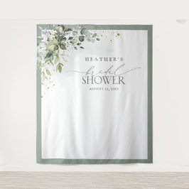 Dusty Blue Eucalyptus Vrijgezellenfeest Foto Booth Wandkleed