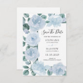 Dusty Blue Eucalyptus Waterverf Bloemenbruiloft Save The Date (Voorkant / Achterkant)