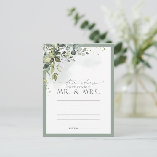 Dusty Blue Eucalyptus Waterverf Floral Date Ideeën Briefkaart (Staand voorkant)