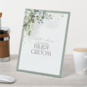 Dusty Blue Eucalyptus Waterverf Floral Date Ideeën Reclamebord Met Voetstuk (Insitu)