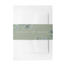 Dusty Blue Eucalyptus Wedding Belly Bands Invitati