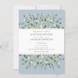 Dusty Blue Eucalyptus  Wedding Kaart
