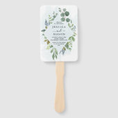Dusty Blue Eucalyptus Wedding Programme Fan Handwaaier (Voorkant)
