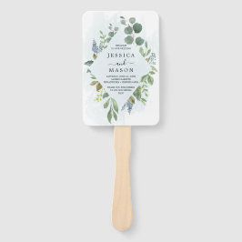 Dusty Blue Eucalyptus Wedding Programme Fan Handwaaier