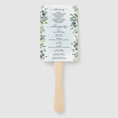 Dusty Blue Eucalyptus Wedding Programme Fan Handwaaier (Achterkant)