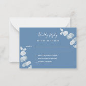 Dusty blue eucalyptus wedding response RSVP Notitiekaartje (Voorkant)