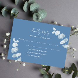 Dusty blue eucalyptus wedding response RSVP Notitiekaartje