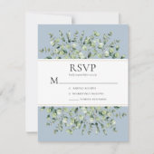Dusty Blue Eucalyptus Wedding RSVP Kaartje (Voorkant)