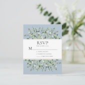 Dusty Blue Eucalyptus Wedding RSVP Kaartje (Staand voorkant)