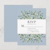 Dusty Blue Eucalyptus Wedding RSVP Kaartje (Voorkant / Achterkant)