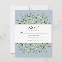 Dusty Blue Eucalyptus Wedding RSVP Kaartje
