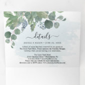 Dusty Blue Eucalyptus Wedding Tri-Fold Invitations Drieluik Uitnodiging (Binnenzijde eerst)
