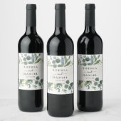 Dusty Blue Eucalyptus Wedding Wine Labels Wijn Etiket (Flessen)