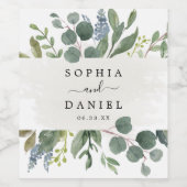 Dusty Blue Eucalyptus Wedding Wine Labels Wijn Etiket (Enkel label)