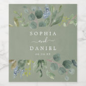 Dusty Blue Eucalyptus Wedding Wine Labels Wijn Etiket (Enkel label)