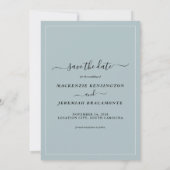 Dusty Blue Eucalyptus Weduwfoto Save the Date (Achterkant)